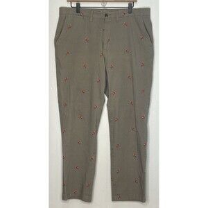 Parrot Embroidered Chino Pants Club Room Men's Classic-Fit Beige 34 x 30L Preppy
